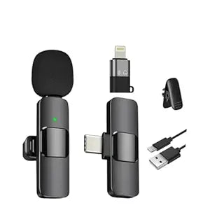 Omnidirectional K9 Dual Wireless Lavalier Microphone for Android/iPhone 3 in 1 Collar Mic with USB-C & Lightning Plug | Furry Windscreens | Noise Cancellation | Vlogging, YouTube, Interviews, Reels