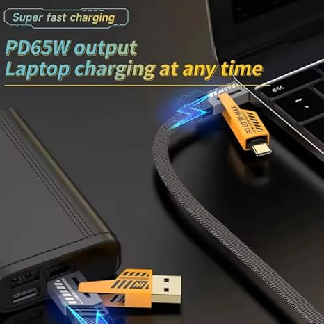 65W Fast Charging Mech Data Cable | 4-in-1 USB Type-C Cable with PD 27W Max Power for Android, iPhone & Laptop
